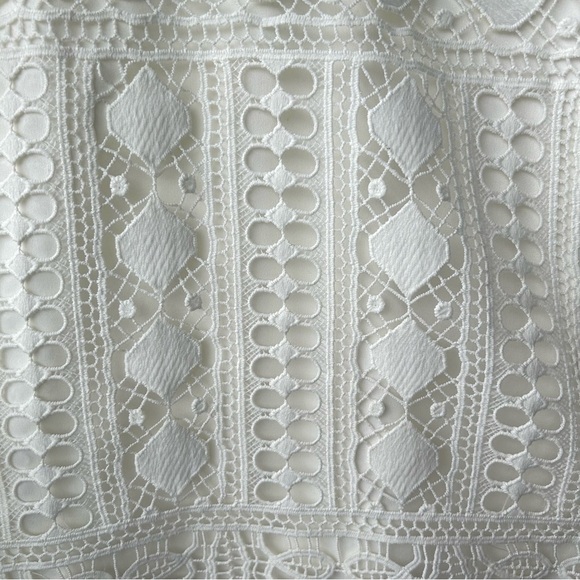 ELLISON Ivory Cream Boho Lace Crochet Bell Sleeve Top Women's Size Large - Picture 7 of 7
